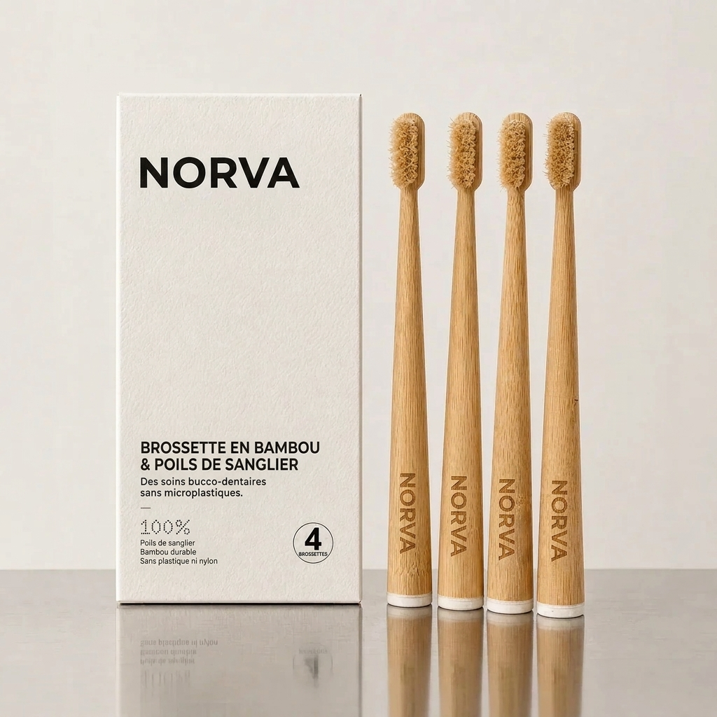 Brosses à Dents Manuelles en Poils de Sanglier (Pack de 4)